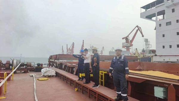 董家口業(yè)務(wù)中心順利完成董家口港區(qū)第一條巴西玉米散貨船檢驗任務(wù)-照片1.jpg